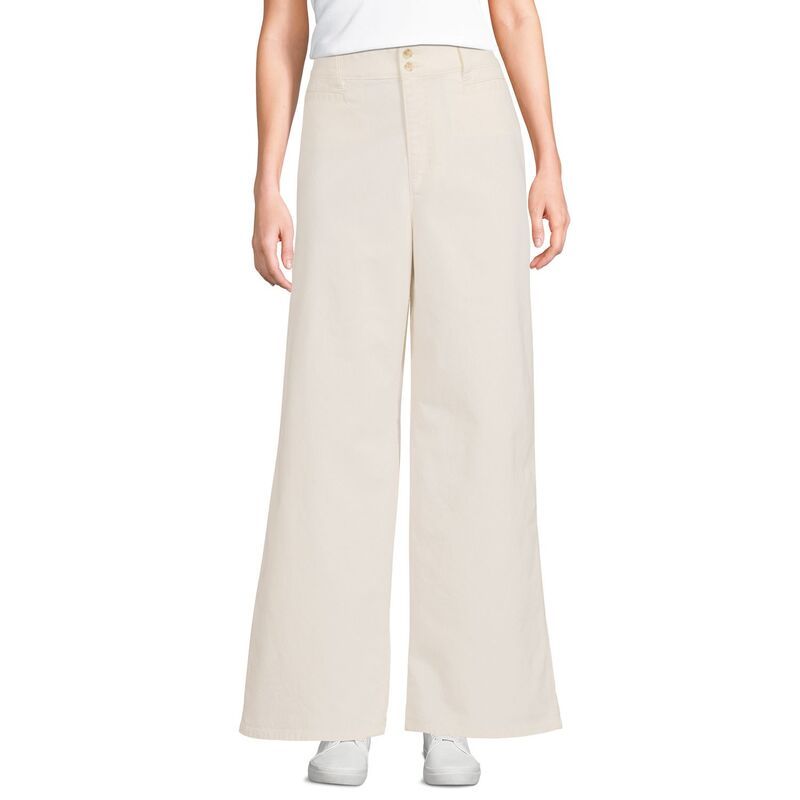 ランズエンド レディース ボトムス カジュアルパンツ ワイドレッグ Womens Lands End Stretch Canvas High Rise Wide Leg Pants Natural