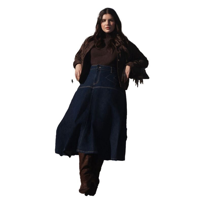 エロクイ レディース ボトムスカート プラスサイズ デニム マキシ ELOQUII Womens Plusize Denimaxi Skirt With Seam Detail Dark Rinse デニム
