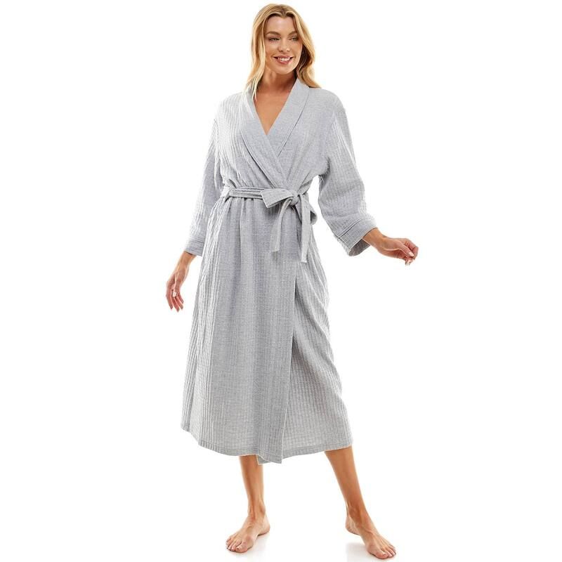 クロフト&バロー レディース アンダーウェア ナイトウェア ニット Womens Croft BarrowaffleKnit Kimono Robe Grey Heather グレー
