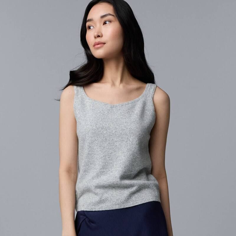 ヴェラウォン レディース アウター ニット・セーター Womensimply Vera Wang Luxe Cashmere Blend Sweater Tank Light Gray Fox Heather グレー