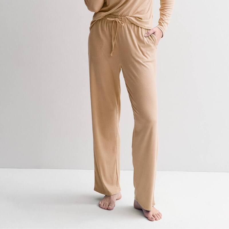 ソノマ レディース アンダーウェア ナイトウェア リブ パンツ Womensonoma Goods For Life Ribbed Open Hem Pajama Pants Mocha Froth モカ