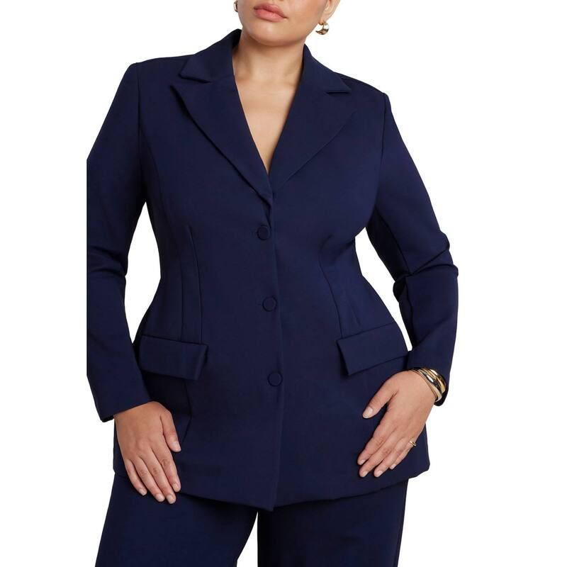 エロクイ レディース アウター ジャケット・ブルゾン プラスサイズ ブレザー ELOQUII Womens Plusize The Ultimate Nipped Waist Blazer Maritime Blue ブルー
