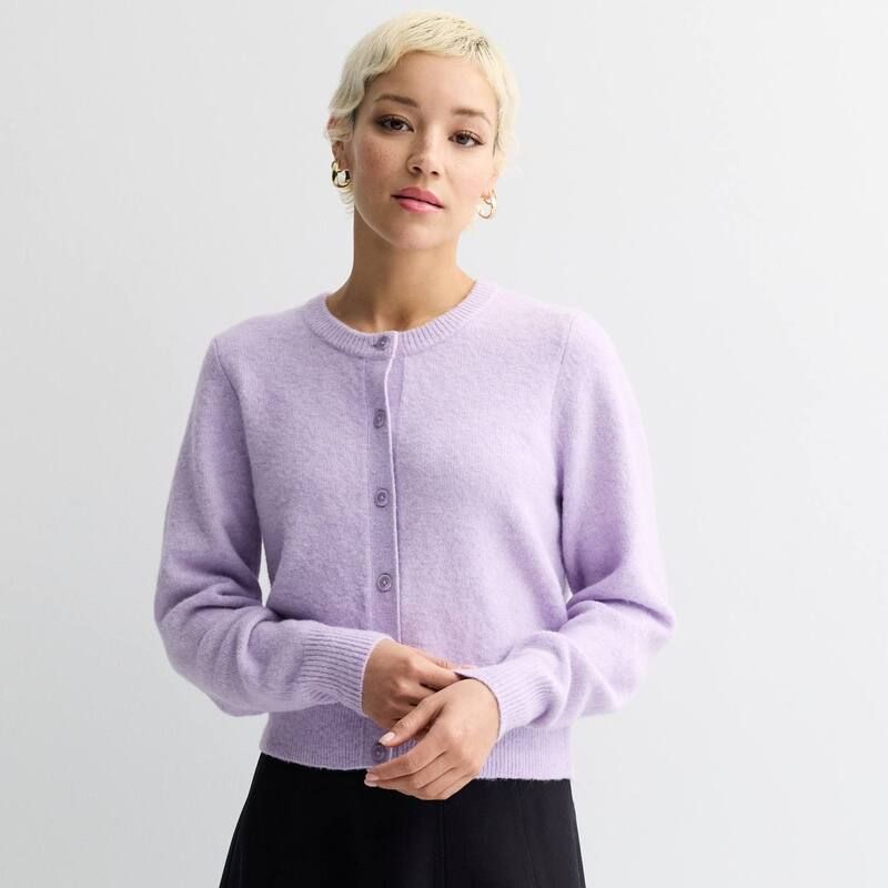 ナインウェスト レディース アウター ニット・セーター クルーネック Womens Nine West Button Front Crewneck Sweater Pastelilac ライラック