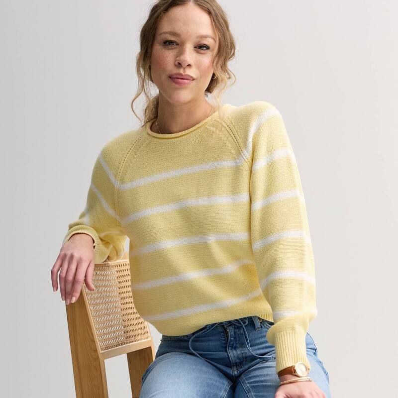 ソノマ レディース アウター ニット・セーター Womensonoma Goods For Life Rollneck Raglan Sweater Lemon White Stripe ホワイト