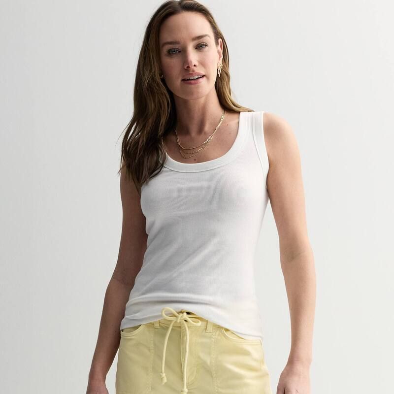 ソノマ レディース トップス Tシャツ リブ Womensonoma Goods For Life Ribbed Scoop Neck Tank Top Vital White ホワイト