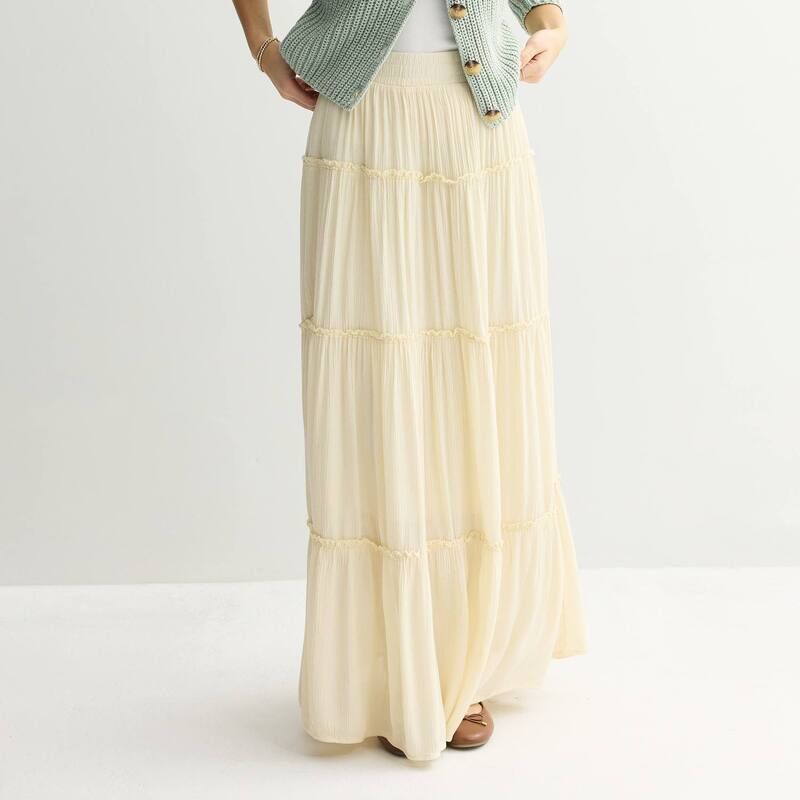 エスオー レディース ボトムスカート ティアード マキシ Juniors SO Multiered Maxi Skirt Lemon White ホワイト