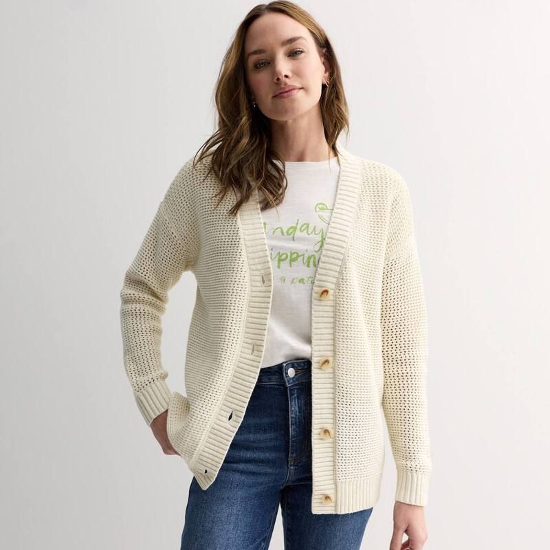 ソノマ レディース アウター ニット・セーター カーディガン Womensonoma Goods For Life Open Stitch Sweater Cardigan Ivory Marl アイボリー