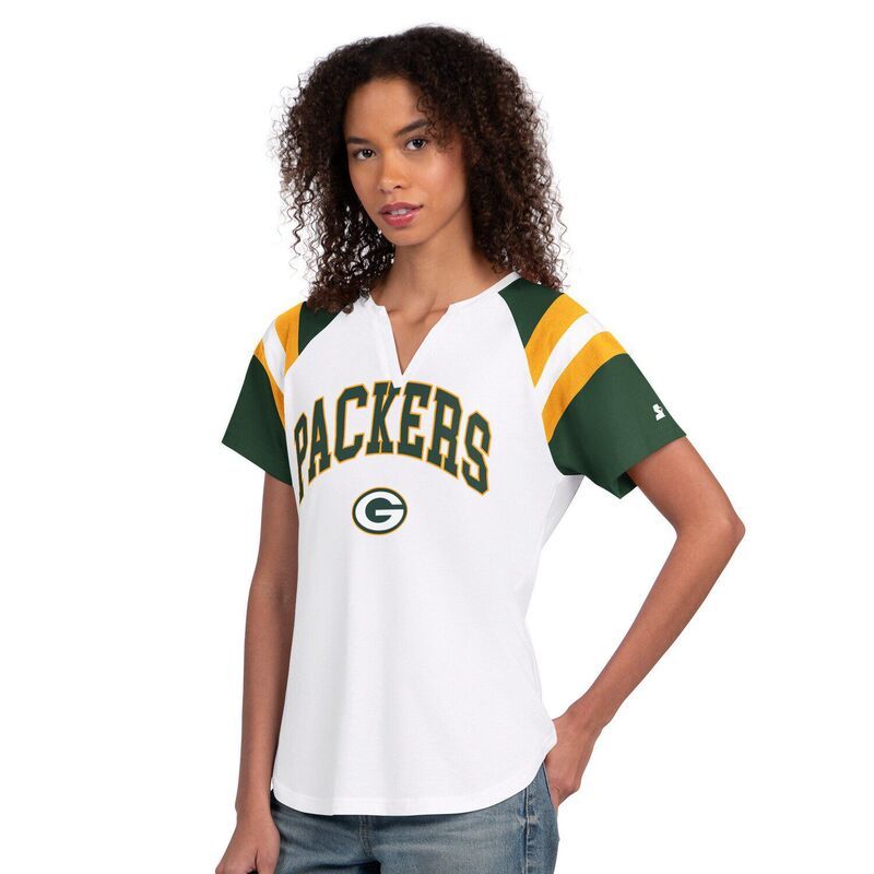 スターター レディース トップス Tシャツ Womenstarter White Green Bay Packers Game Onotch Neck TShirt Pkr White ホワイト