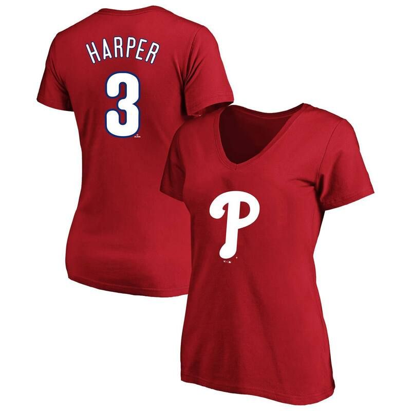 プロファイル レディース トップス Tシャツ Vネック プラスサイズ Womens Profile Bryce Harpered Philadelphia Phillies Plusize Name Number VNeck TShirt Phl Red レッ