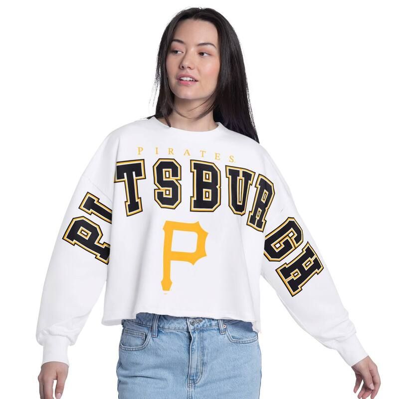 ジースリー フォーハー バイ カール バンクス レディース トップス Tシャツ スウェット クロップド Womens GIII 4Her by Carl Banks White Pittsburgh Pirates Bleachers Cropped Pull