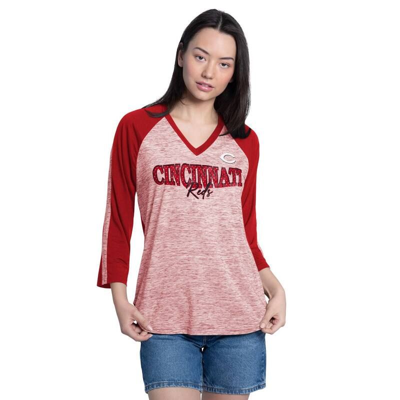 ジースリー フォーハー バイ カール バンクス レディース トップス Tシャツ Vネック Womens GIII 4Her by Carl Banks RedGrey Cincinnati Redspeed Training 34Sleeve VNeck TS