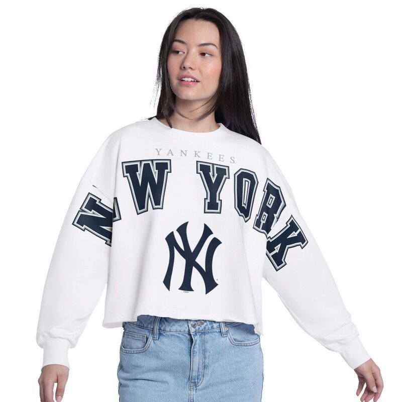 ジースリー フォーハー バイ カール バンクス レディース トップス Tシャツ スウェット クロップド Womens GIII 4Her by Carl Banks White New York Yankees Bleachers Cropped Pullov