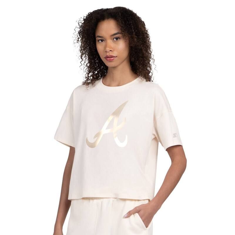 スターター レディース トップス Tシャツ クロップド Womenstarter Cream Atlanta Braves Pastels Boxy Cropped TShirt Brv Beige ベージュ