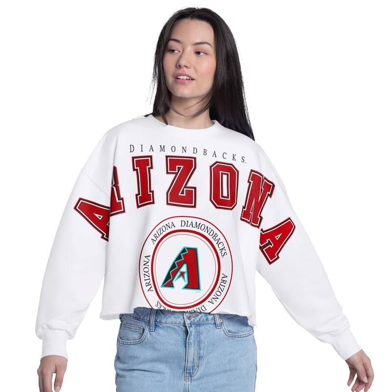 ジースリー フォーハー バイ カール バンクス レディース トップス Tシャツ スウェット クロップド Womens GIII 4Her by Carl Banks White Arizona Diamondbacks Bleachers Cropped Pu