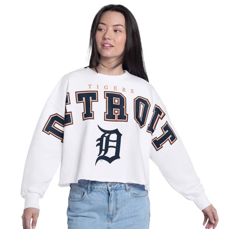 ジースリー フォーハー バイ カール バンクス レディース トップス Tシャツ スウェット クロップド Womens GIII 4Her by Carl Banks White Detroitigers Bleachers Cropped Pullover S