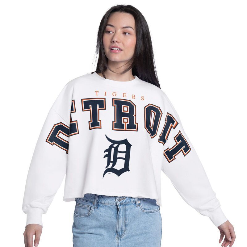 ジースリー フォーハー バイ カール バンクス レディース トップス Tシャツ スウェット クロップド Womens GIII 4Her by Carl Banks White Detroitigers Bleachers Cropped Pullover S