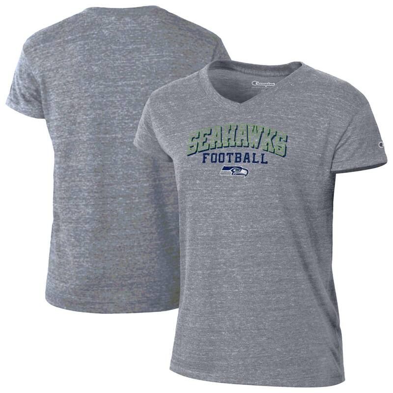 チャンピオン レディース トップス Tシャツ Vネック Womens Champion Heather Gray Seattle Seahawks Triumph TriBlend VNeck TShirt Sea Grey グレー
