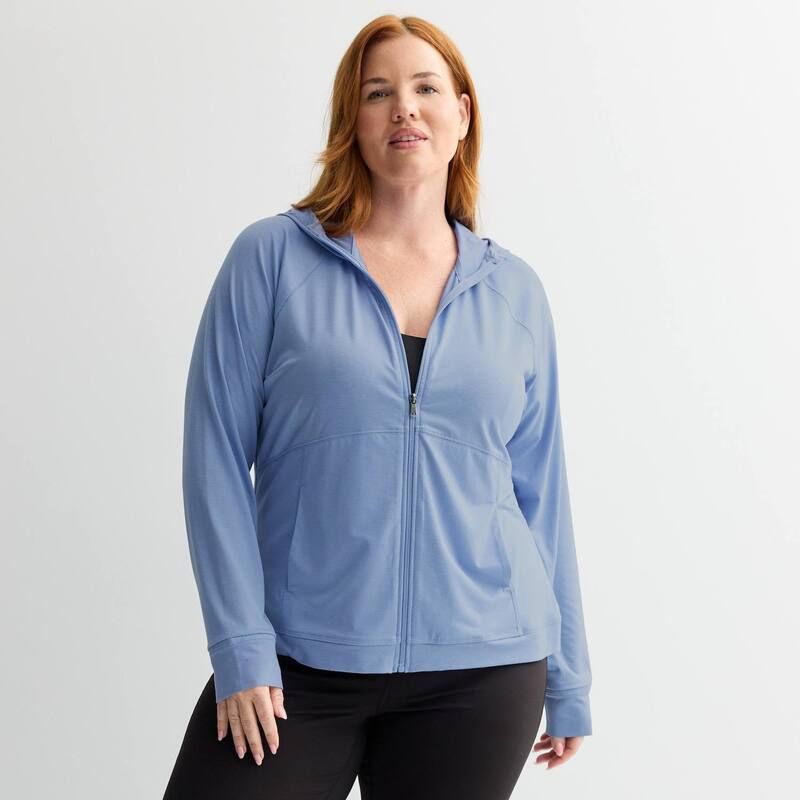 Tek Gear レディース トップス Tシャツ フーデッドジャケット プラスサイズ ジャケット Plusize Tek Gear Essential Hooded Jacket Harper Blue ブルー