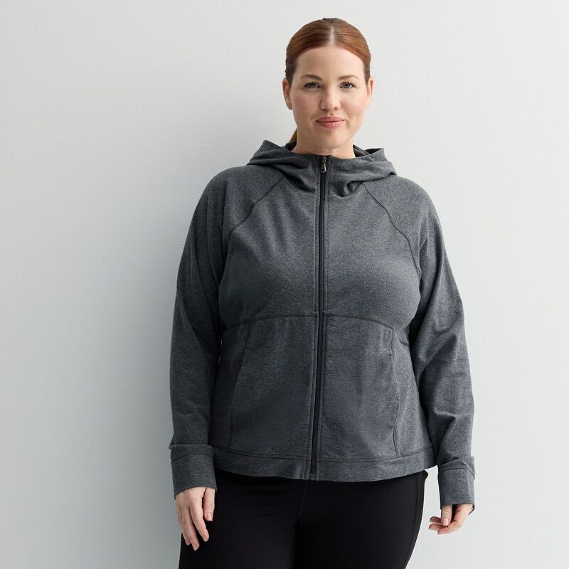 Tek Gear レディース トップス Tシャツ フーデッドジャケット プラスサイズ ジャケット Plusize Tek Gear Essential Hooded Jacket Medium Ink Heather ヘザー