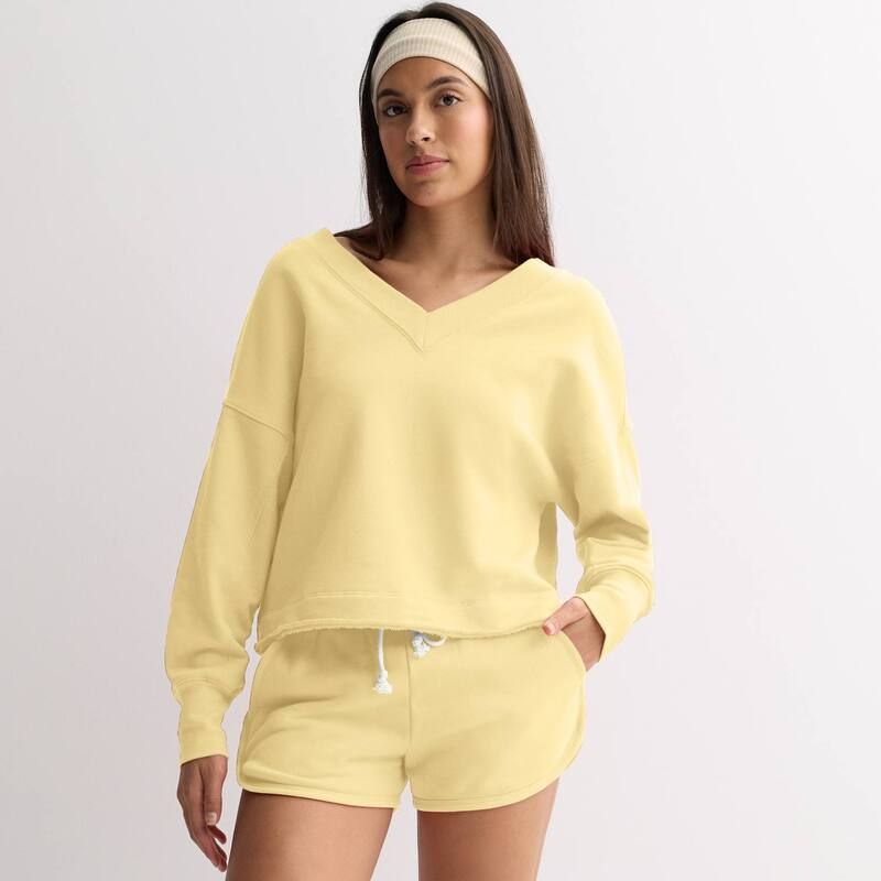 エスオー レディース トップス Tシャツ Vネック パイル スウェット Juniors SO Terry Double V Neck Sweatshirt Lemon Mist 6,826円