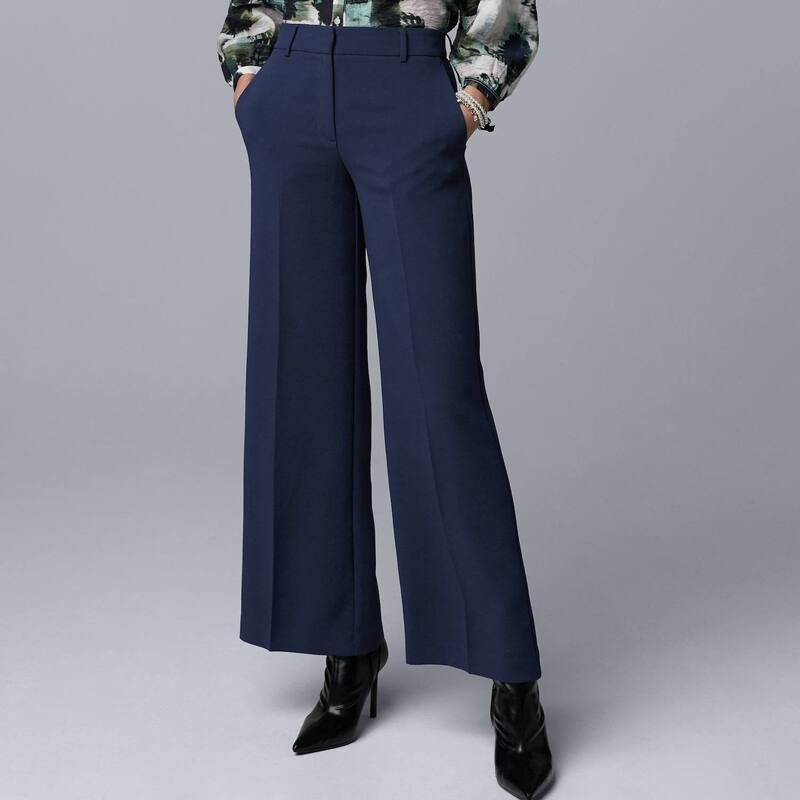 ヴェラウォン レディース ボトムス カジュアルパンツ ワイドレッグ クレープ Womensimply Vera Wang Luxe Crepe Wide Leg Trousers Liberty Navy ネイビー