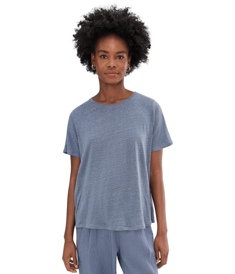 エイリーンフィッシャー レディース トップス シャツ クルーネック ジャージー リネン Eileen Fisher Organic Linen Jersey Crew Neck Short Sleeve Tee Flint