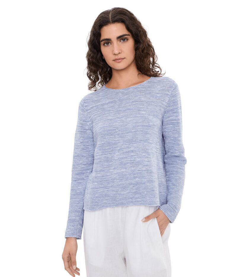 エイリーンフィッシャー レディース アウター ニット・セーター クルーネック コットン リネン Eileen Fisher Organic Linen Cotton Slub Crew Neck Sweater Haze