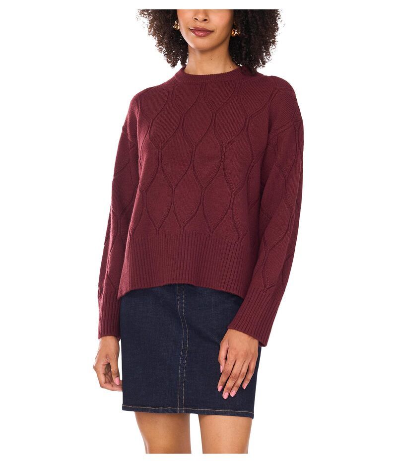 ヴィンスカムート レディース アウター ニット・セーター クルーネック Vince Camuto Long Sleeve Crew Neck Crisp Merlot