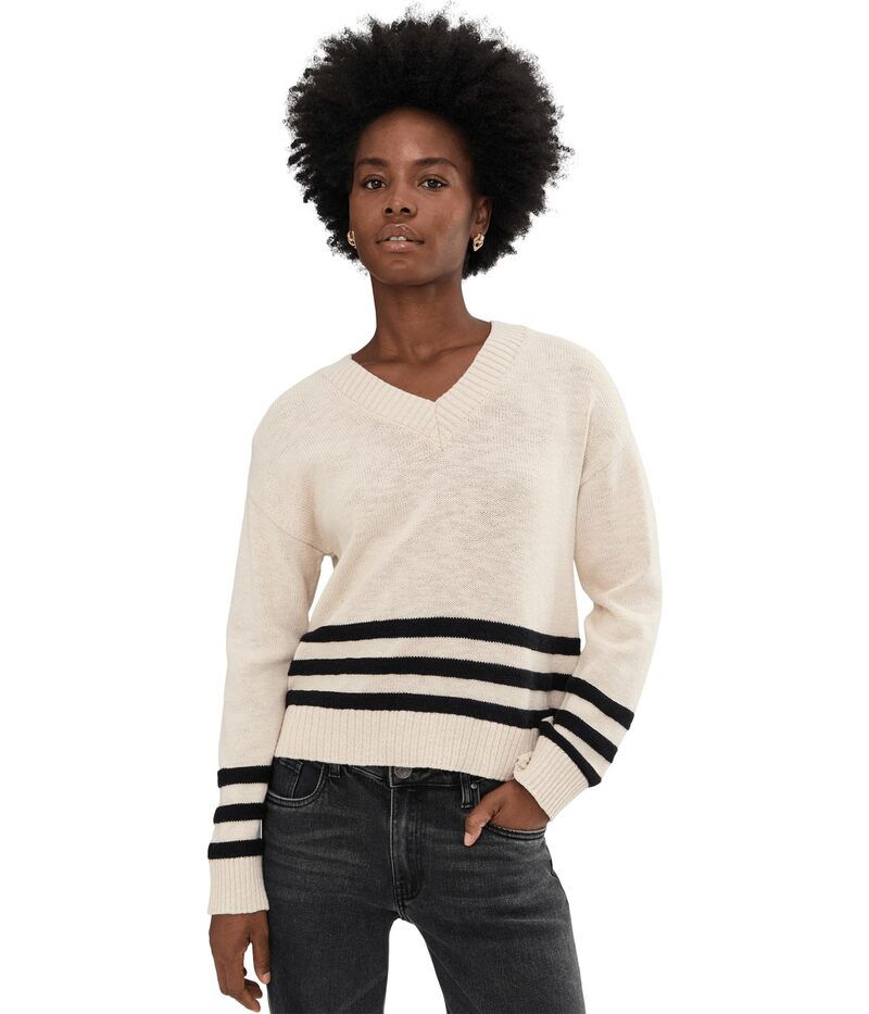 サンクチュアリー レディース アウター ニット・セーター Vネック Sanctuary Classic Vneck Sweater Light Oat W Black ブラック
