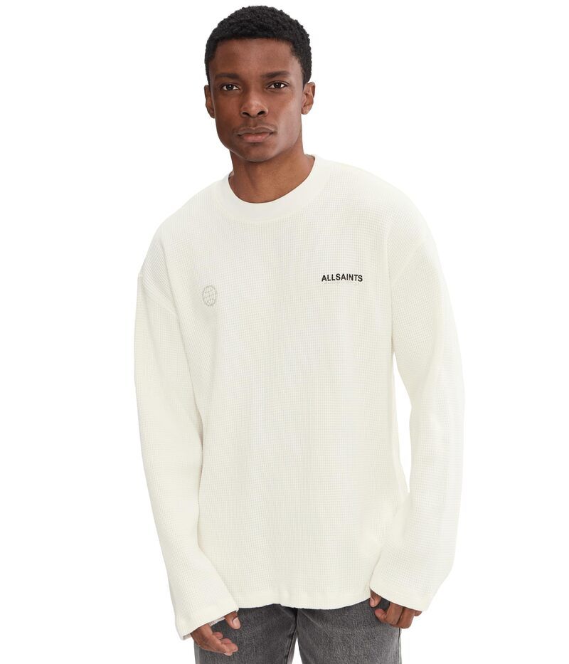 オールセインツ メンズ トップス シャツ AllSaints Emblem Long Sleeve Crew Cottage White ホワイト