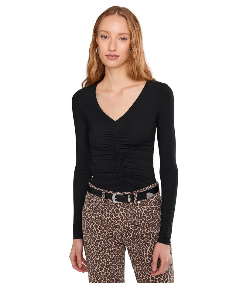 メイドウェル レディース トップス シャツ Vネック Madewell Slinky Vneck Top Jet Black ブラック