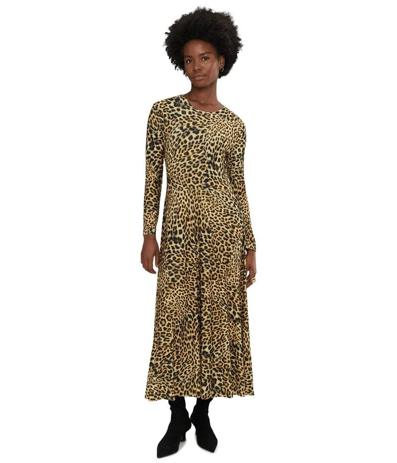 ノーマカマリ レディース トップス ワンピース Norma Kamali Long Sleeve Flaredress Cheetah Patch