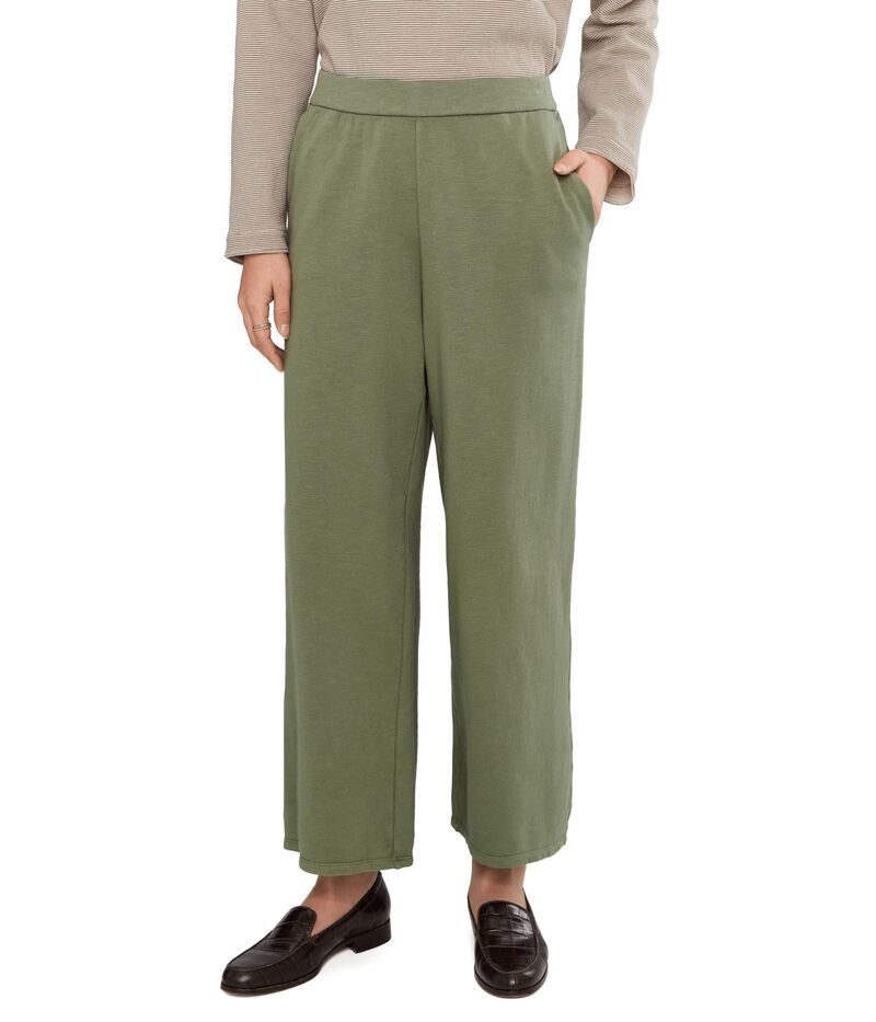 エイリーンフィッシャー レディース ボトムス カジュアルパンツ パイル アンクル Eileen Fisher Garment Dyed Terry Wide Ankle Pants Bayleaf