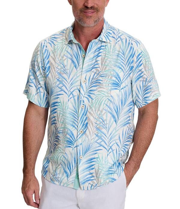 トッミーバハマ メンズ トップス シャツ トール Tommy Bahama Big Tall Palm Dancer Short Sleeve Woven Shirt Banff Blue ブルー