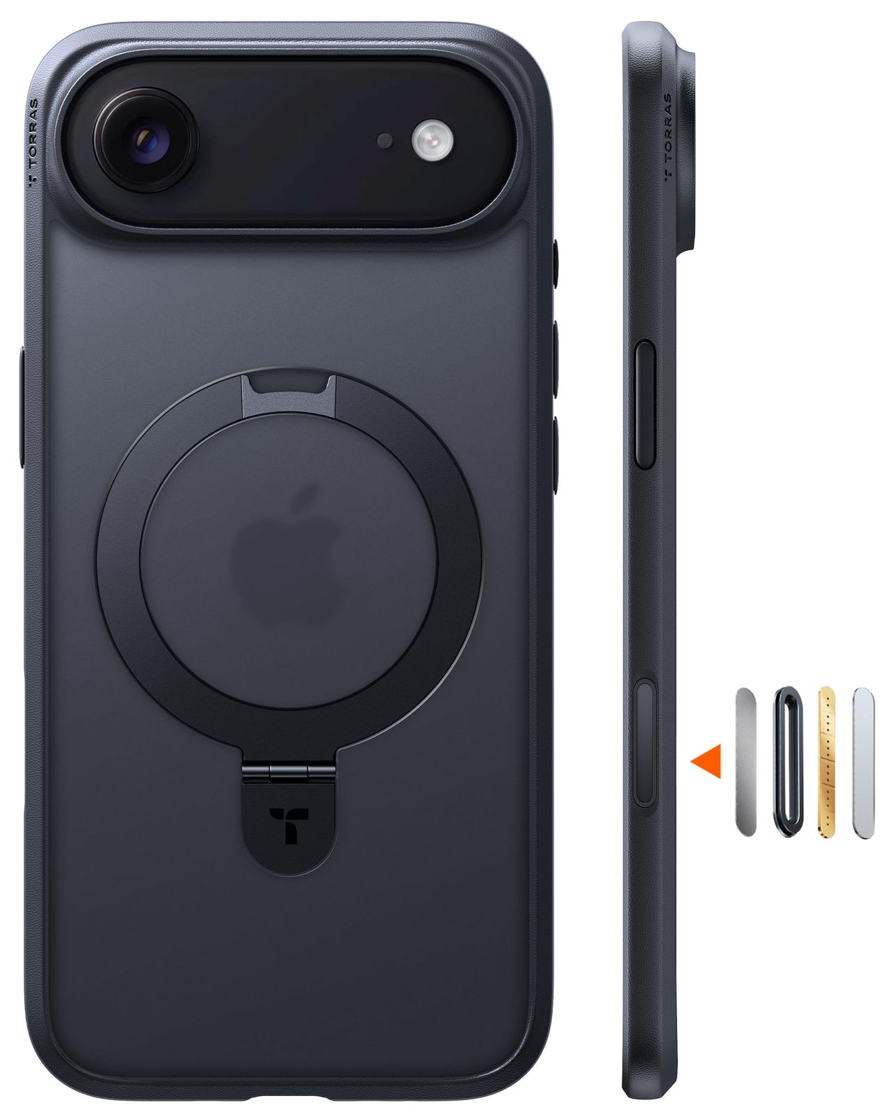 新品 【スタンド入門モデル・初心者向け】TORRAS iPhone Air 用 ケース マグネット式 MagSafe対応 4倍軍用耐衝撃 黄ばみなし カメラコントロール スリム リング 3in1多機能 滑り止め Ostand Q1 Guardian ブラック