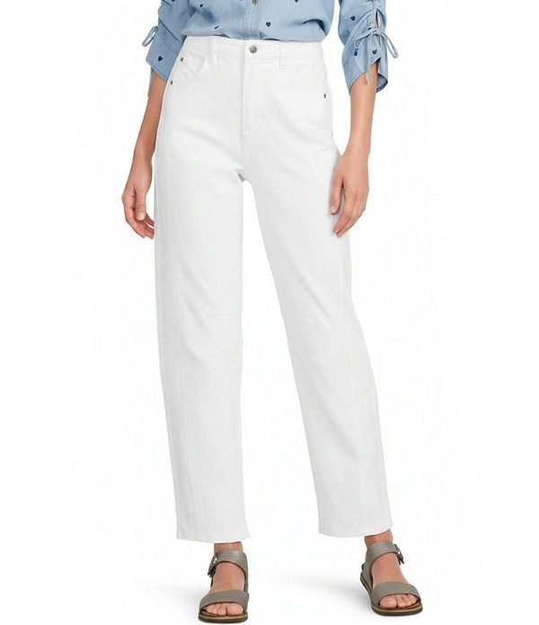 ジョン マーク レディース ボトムス デニムパンツ アンクル ジーンズ John Mark Five Pocket Barrel Style Ankle Jeans White ホワイト