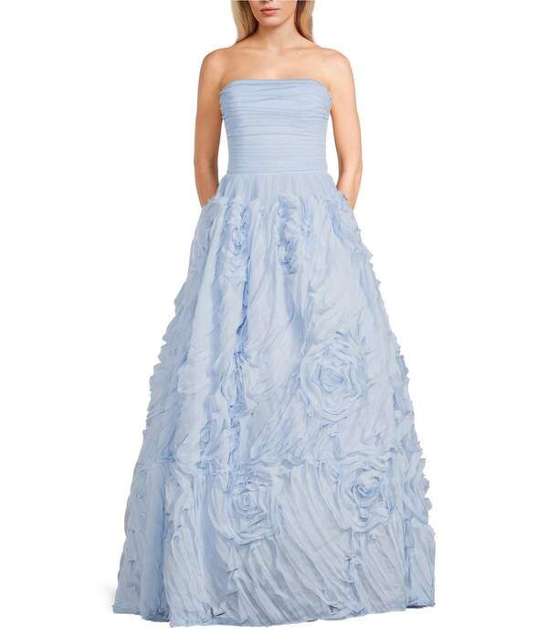 ビーダーリン レディース トップス ワンピース フラワー柄 ストラップレスカート フラワー B Darlin Straplesshirred Bodice Floral Detailed Skirted Long Ballgown Light Blue ブルー