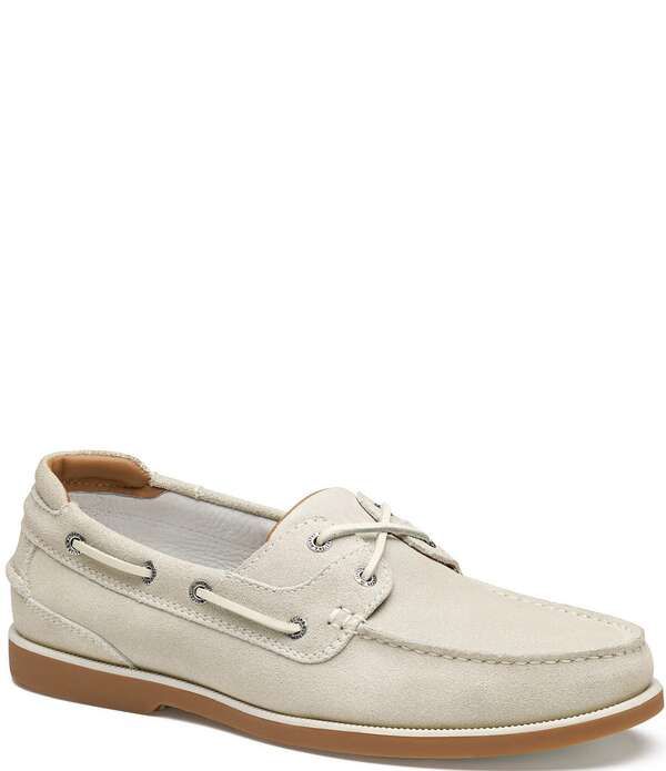 ジョンストンアンドマーフィー メンズ シューズ スリッポン・ローファー スエード Johnston Murphy Mens Ventura 2Eye Suede Boat Shoes Off White オフホワイト