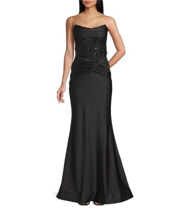 ビーダーリン レディース トップス ワンピース ドレープ ストラップレス B Darlin Strapless Drape Neck Illusion Bodice Dress Black ブラック 36,270円