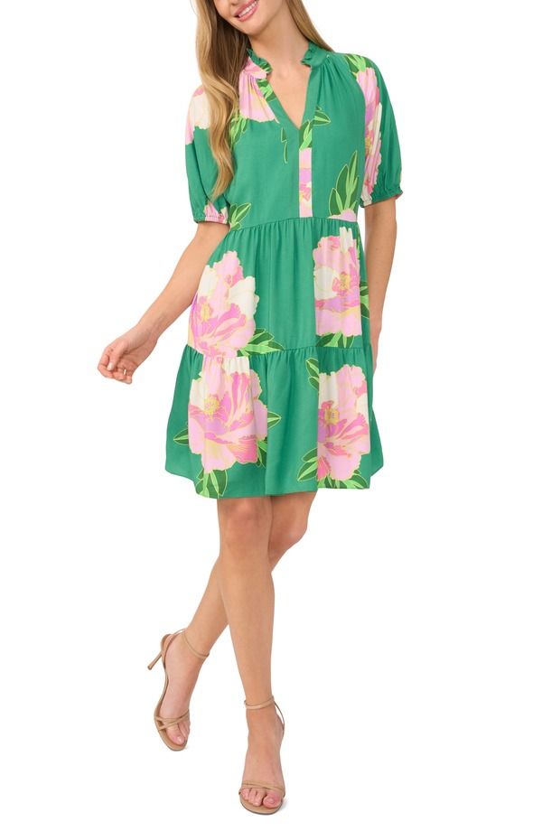 セセ レディース トップス ワンピース ティアード フラワー柄 プリント フラワー CeCe Floral Printieredress Medium Green グリーン