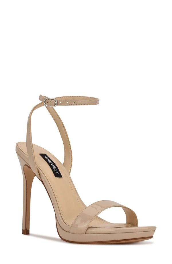 ナインウェスト レディース シューズ ヒール サンダル アンクル Nine West Loolankle Strap Sandalight Natural Patent
