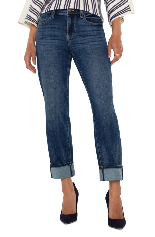 リヴァプール ロサンゼルス レディース ボトムス デニムパンツ ハイウエスト ジーンズ Liverpoolos Angeles Marley High Waist Cuff Girlfriend Jeans Rushland