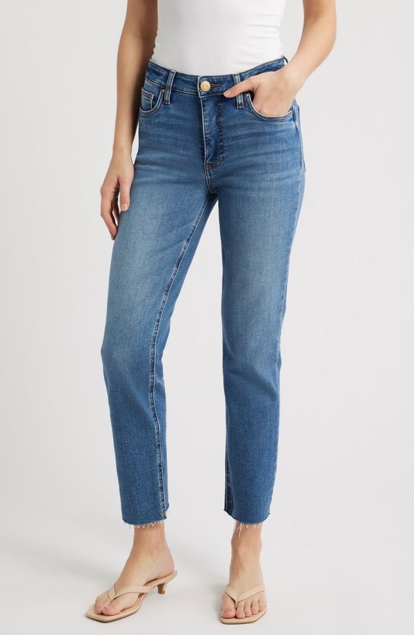 カットフロムザクロス レディース ボトムス カジュアルパンツ ハイウエスト ジーンズ KUT from the Kloth Rachael Fab Raw Hem High Waist Crop Mom Jeans Adherent