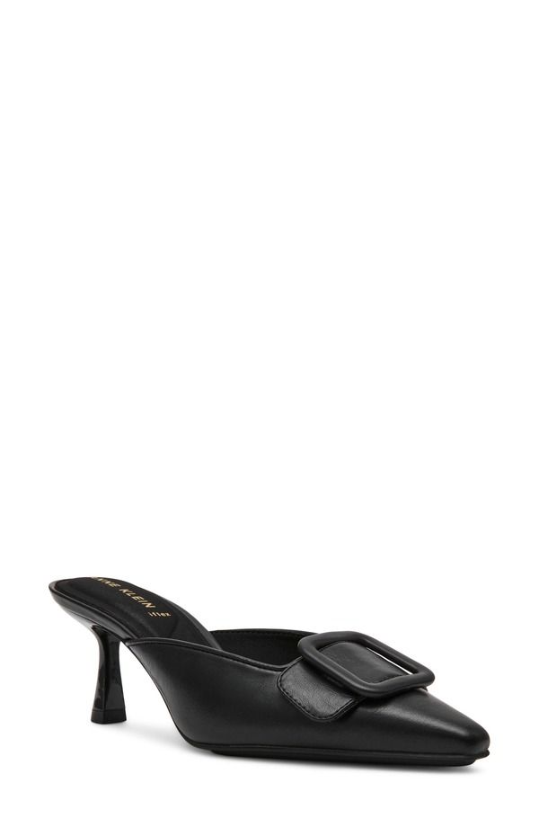 アンクライン レディース シューズ ヒール Anne Klein Cassia Kitten Heel Mule Black Pu ブラック