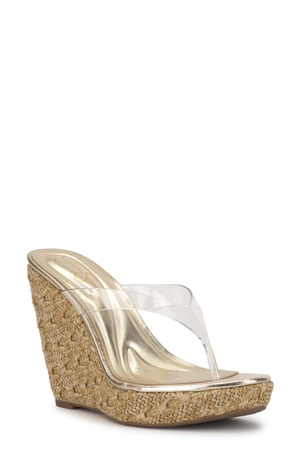 ジェシカシンプソン レディース シューズ ヒール プラットフォーム Jessica Simpson Jyseta Platform Wedge Flip Flop Clear