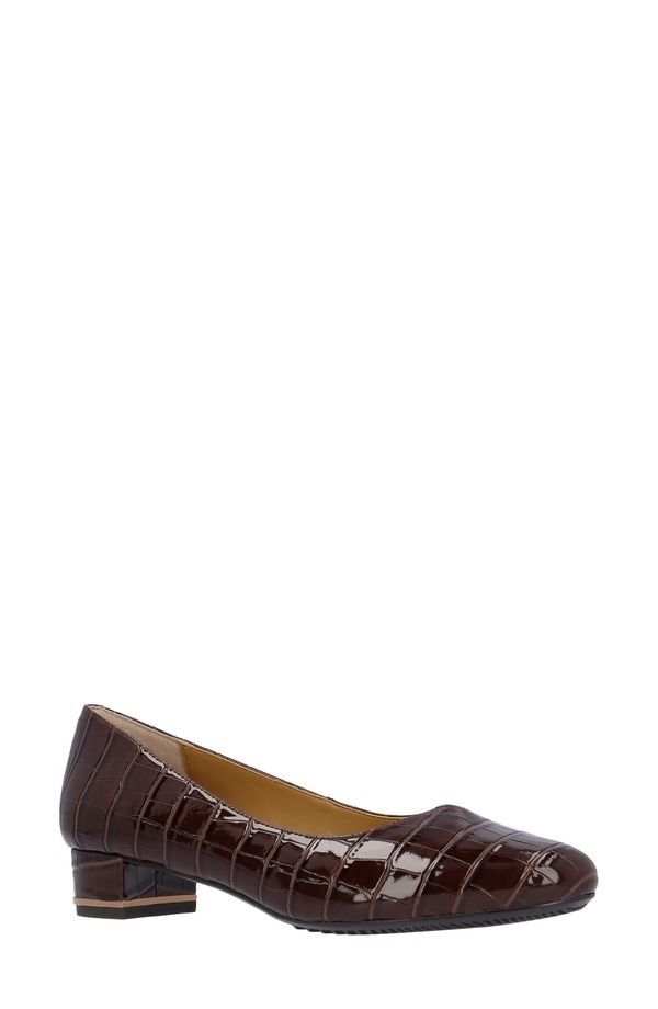 ジェイレニー レディース シューズ ヒール J Rene Bambalina Croc Embossed Block Heel Pump Brown ブラウン