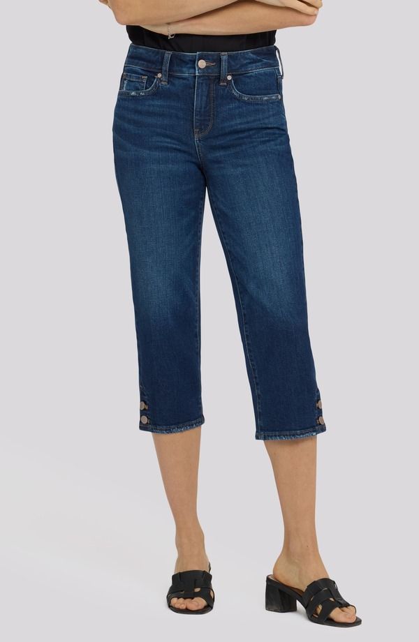 エヌワイディージェイ レディース ボトムス カジュアルパンツ キャップ ジーンズ NYDJ Marilyn Button Cuff Crop Capri Jeansunset Villa