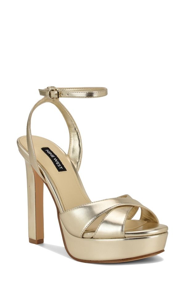 ナインウェスト レディース シューズ ヒール プラットフォーム サンダル アンクル Nine West Wildankle Straplatform Sandal Gold 710 ゴールド