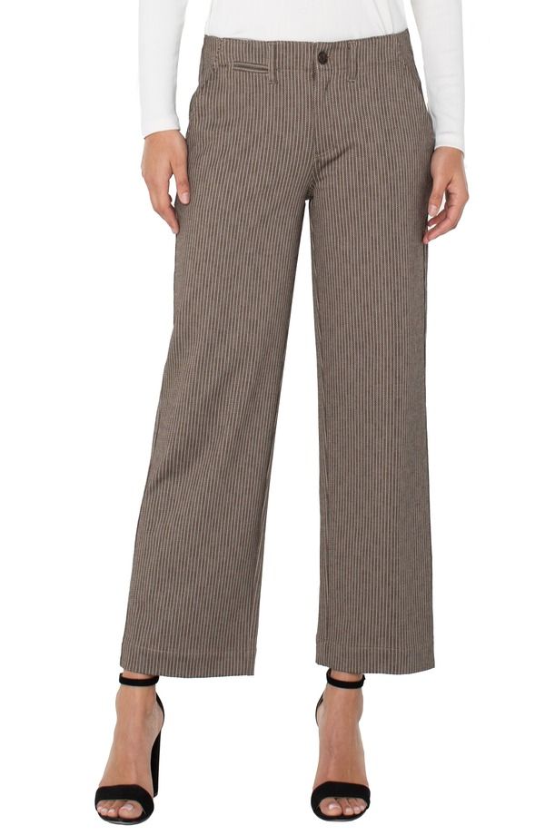 リヴァプール ロサンゼルス レディース ボトムス レギンス ワイドレッグ パンツ Liverpoolos Angelestripe Crop Wide Leg Pants Camel Sand Stripe キャメル