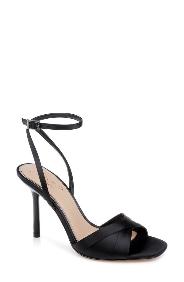 ジュウェルダグレイミシュカ レディース シューズ ヒール サンダル アンクル Jewel Badgley Mischka Parisankle Strap Sandal Black Satin ブラック